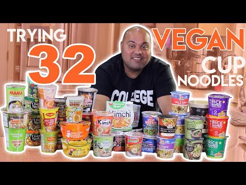 Trying 32 Vegan Cup Noodles (Vegan Ramen Taste Test)